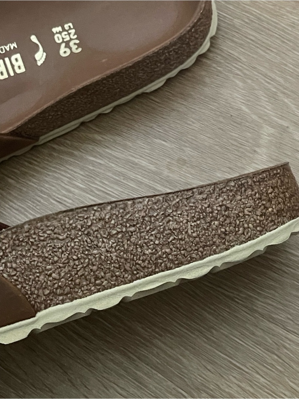 Birkenstock Madrid Big Buckle Cognac Leather Slide Sandals - Picture 8 of 15